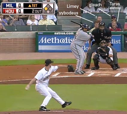 They missed Penis Face Dick Nose's 2-out triple but were there in time to see Lard Ass K.